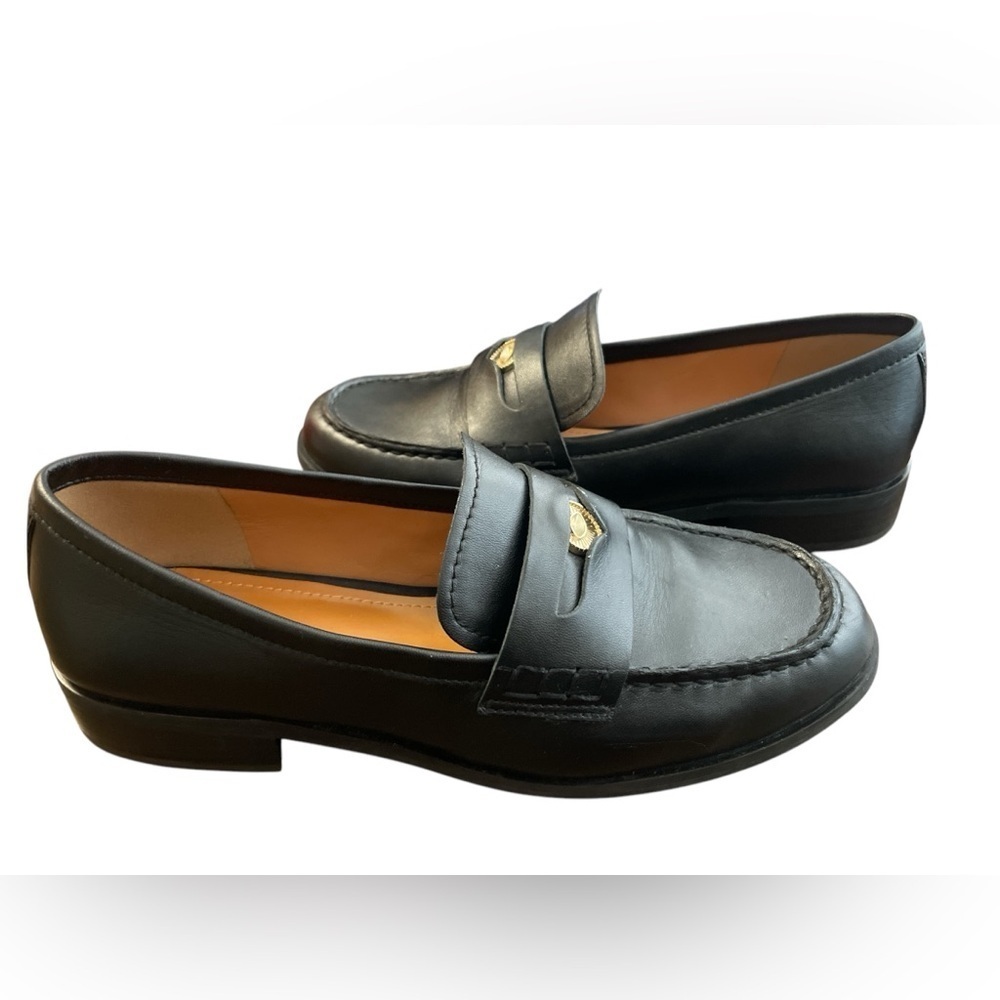 LISA & VICKY Black Leather Penny Loafers
